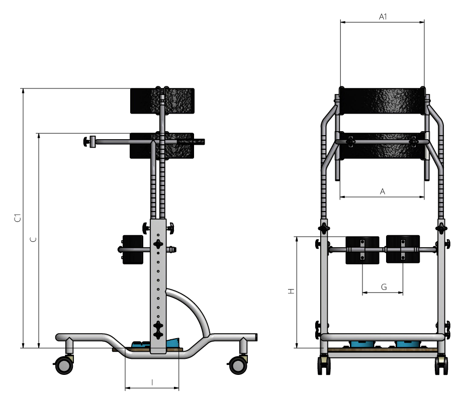 Design scheme of special needs standing frame PARAPION
