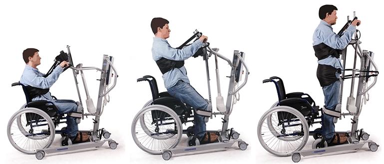 patient standing in the Albatros special needs device